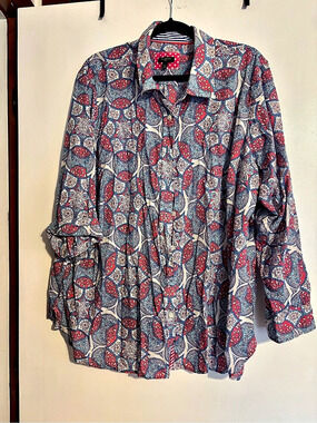 Talbots Paisley Button Down in Blue & Red Size 3X